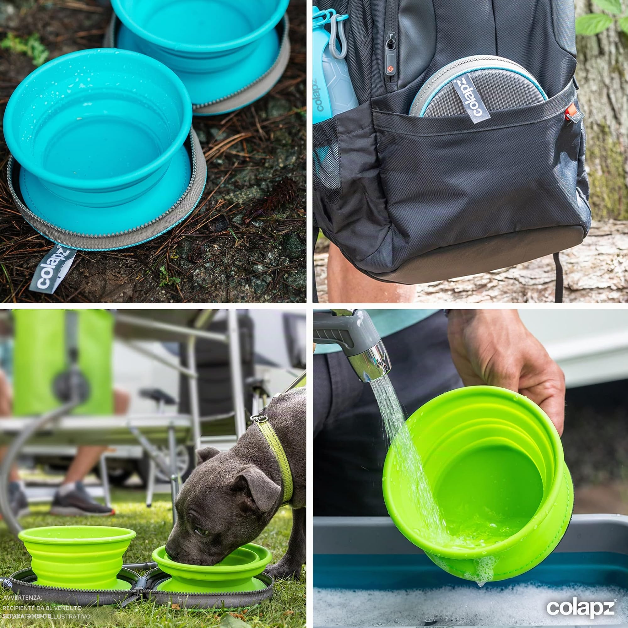Colapz Ciotola Pieghevole Cane - Ciotola Cane Portatile - Ciotole Da Viaggio Per Cani - Accessori Cani - Grigio