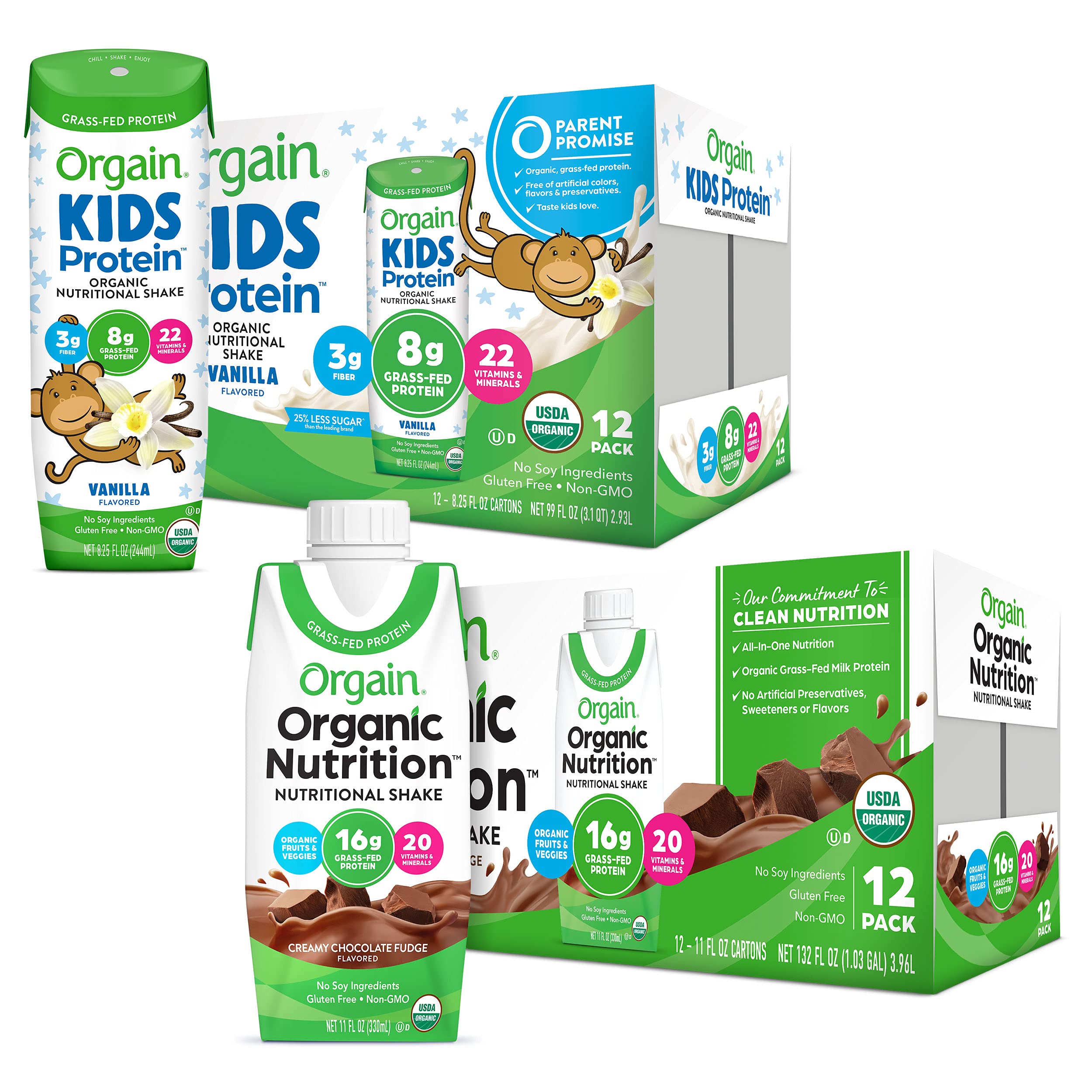 Orgain Organic Nutritional Shake, Creamy Chocolate Fudge - Meal Replacement, 11 Ounce, 12 Count & Or