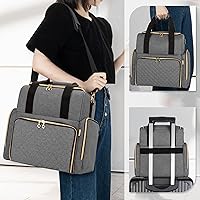 Vista 5 de LUXJA Bolsa de maquillaje de viaje grande con 3 fundas extraíbles, Gris