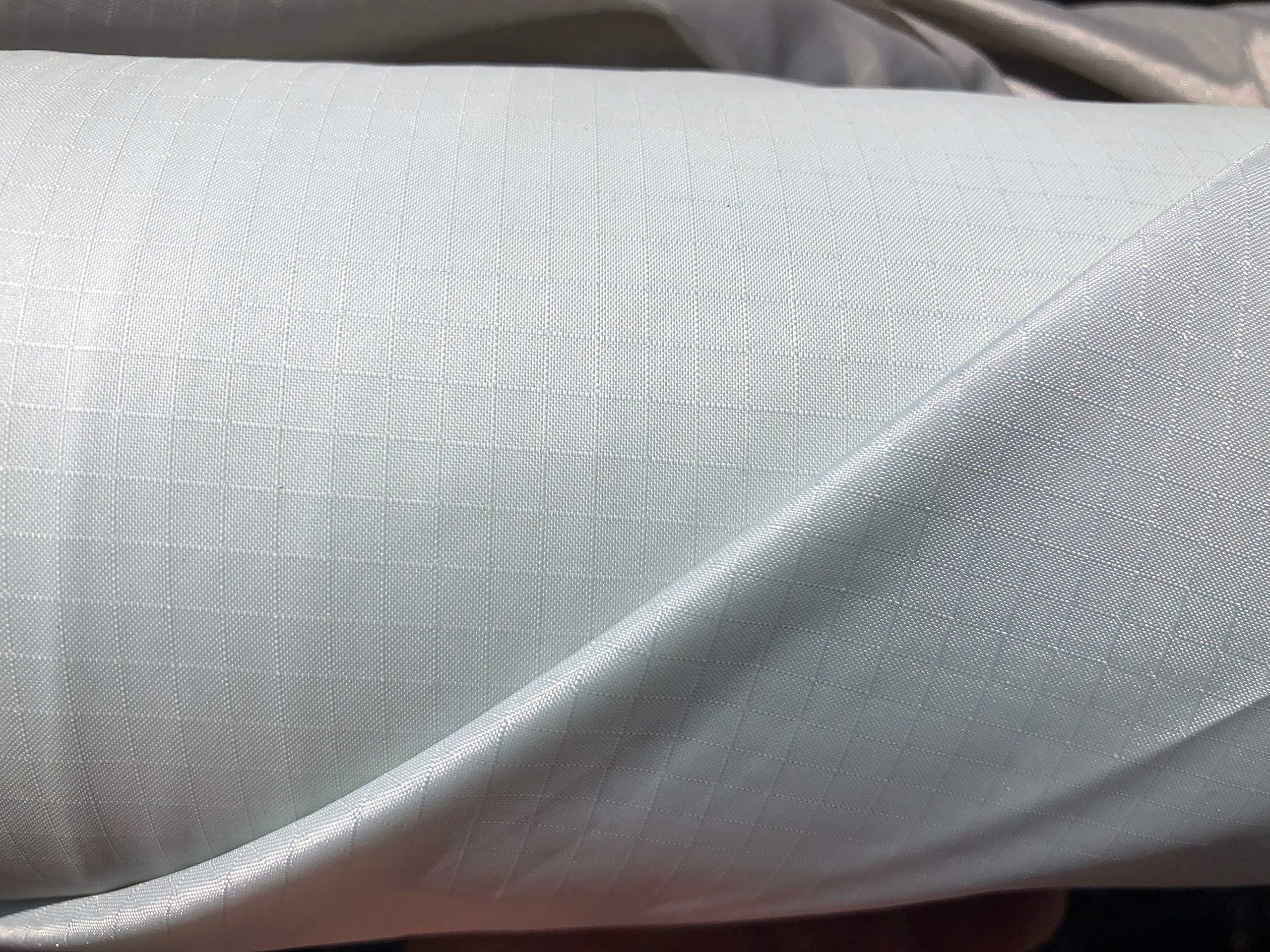 10 Yard Ripstop Nylon 70D 1.9 oz Ultra Light Weight Eclipse Light Blue Grey Gray Color + 1 oz Urethane DWR Water Repelant USA Beautiful Fabric for Tents tarps Shirts etc