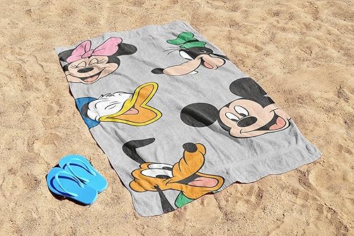 Miniatura 4 de Disney Mickey Mouse & Friends - Toalla de playa para piscina para niños, súper suave y absorbente, 100% algodón, mide 28 x 58 características,
