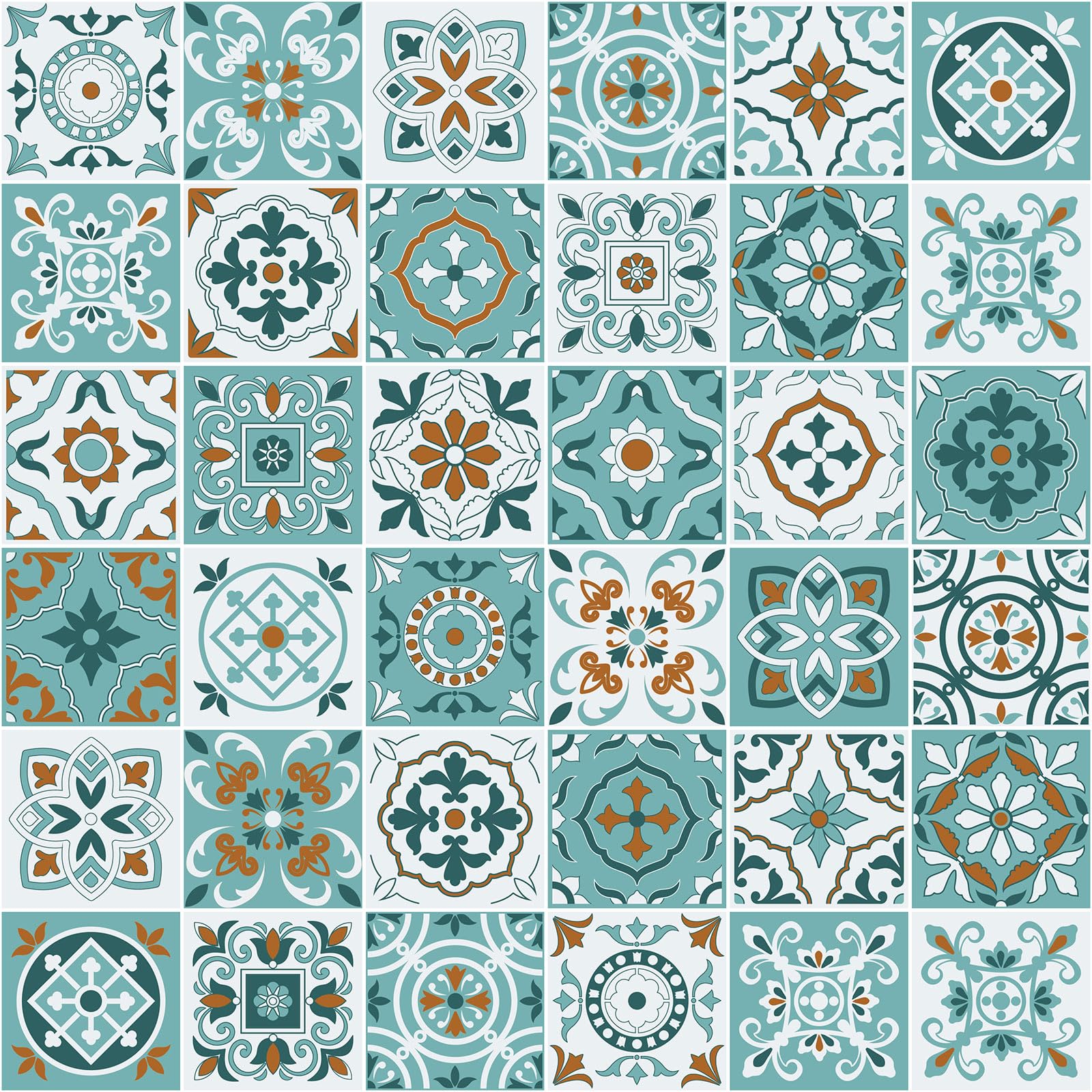 Lumalea Adesivo per cucina, effetto piastrelle di cemento, 3617681629504, adesivo + protezione lucida, 90 x 90 cm