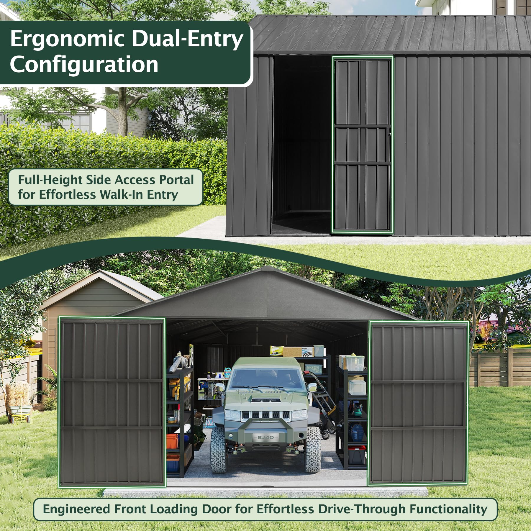 Amazon.com : Domi 12'x20' Outdoor Metal Garage Shed, All Weather