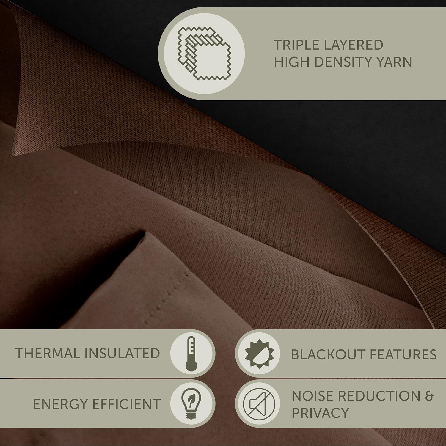 Rod Desyne Window Thermal Isulated Blackout Curtain with Metal Grommet, 52" x 63", Taupe - 1 Panel