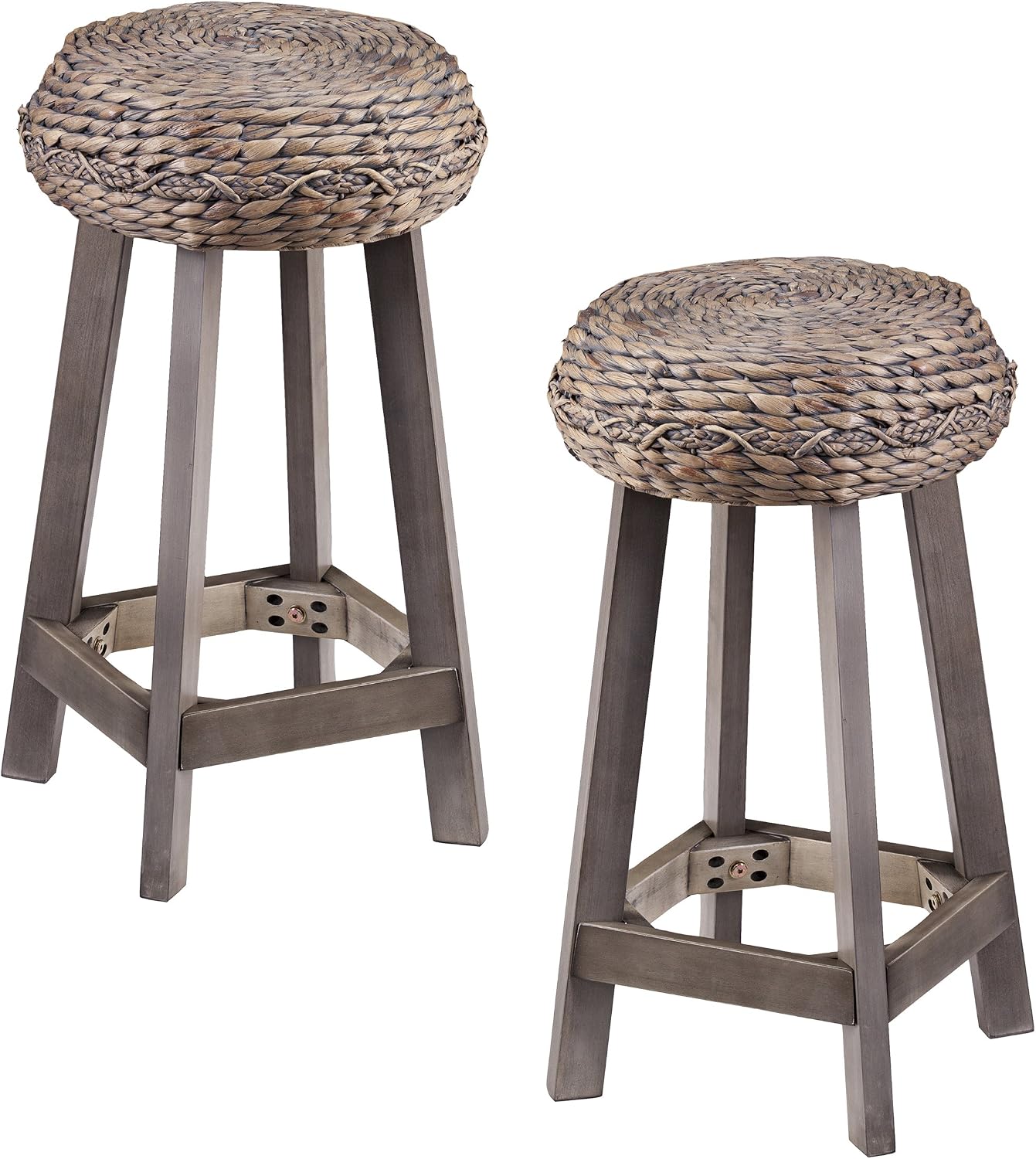 Amazoncom Sei Furniture Round Woven Fiber Seat Stool Set Decorative Bohemian Style Hyacinth Home Kitchen
