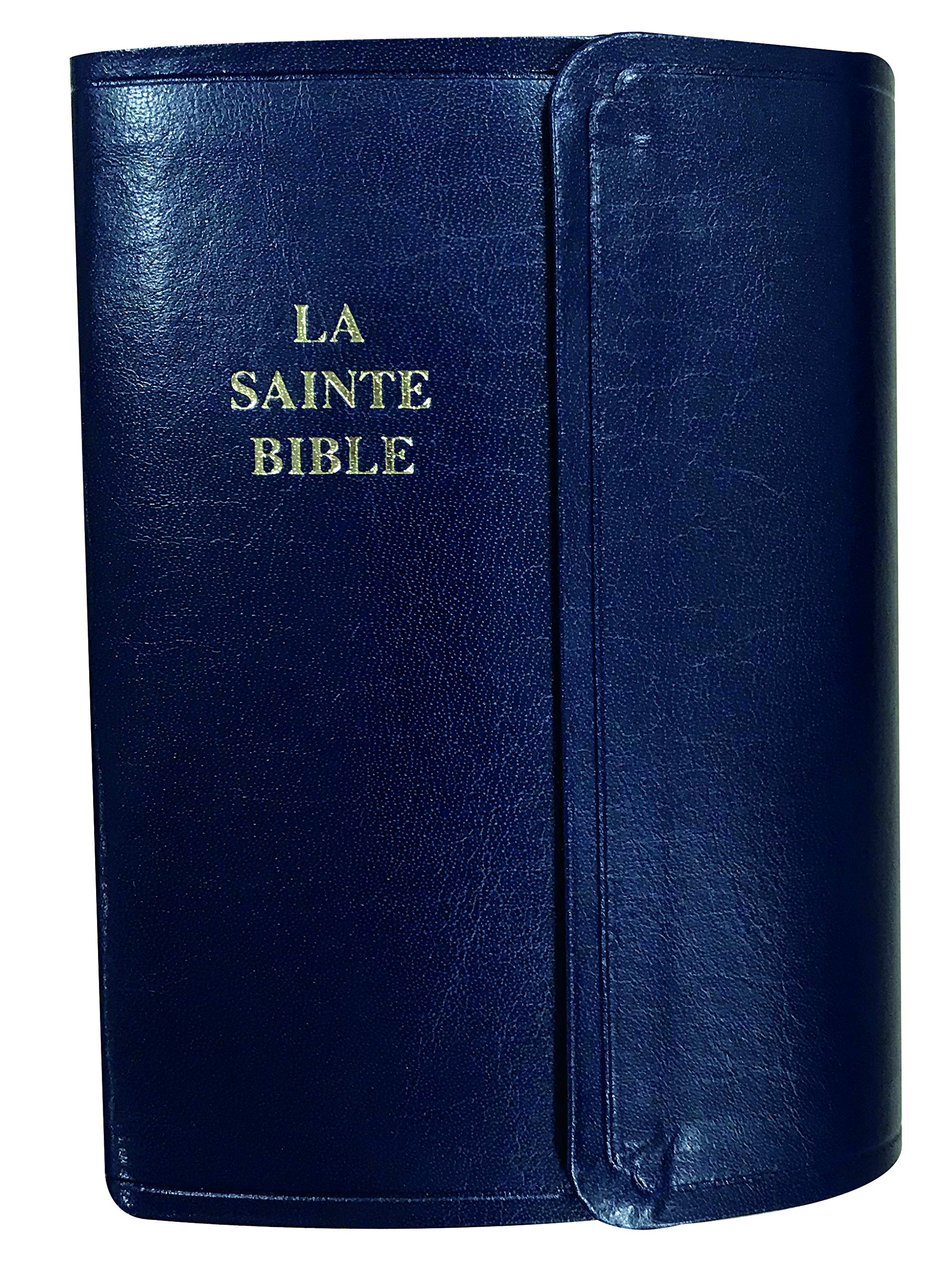 La Sainte Bible Segond 1910 - Bleu marine, similicuir, fermeture pression, souple, format miniature