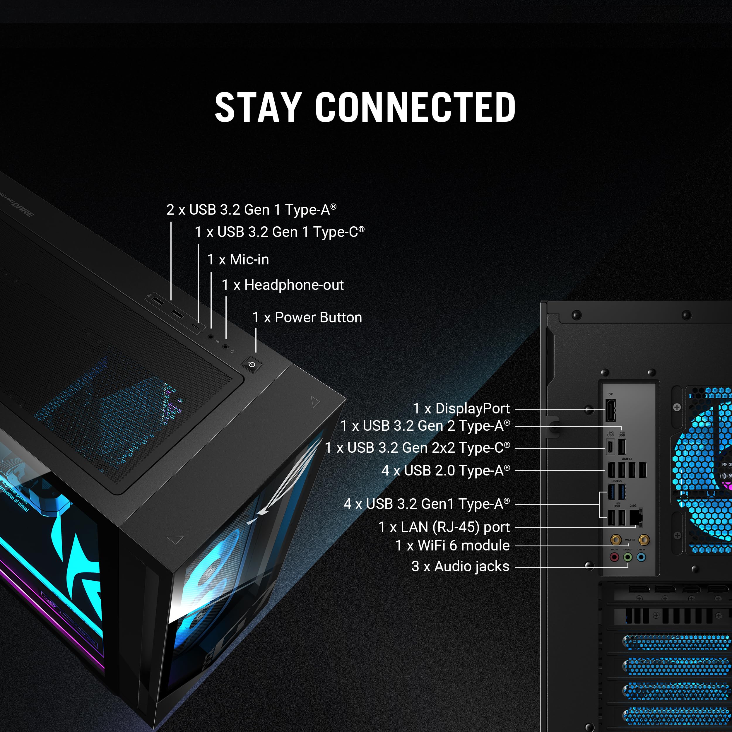 ASUS ROG G700 (2025) Gaming Desktop PC, Intel® Core™ Ultra 7 265KF Processor, NVIDIA® GeForce RTX™ 5070, 1TB M.2 NVMe™ PCIe® 4 SSD, 32GB DDR5 RAM, Windows 11 Home, G700TF-MS776