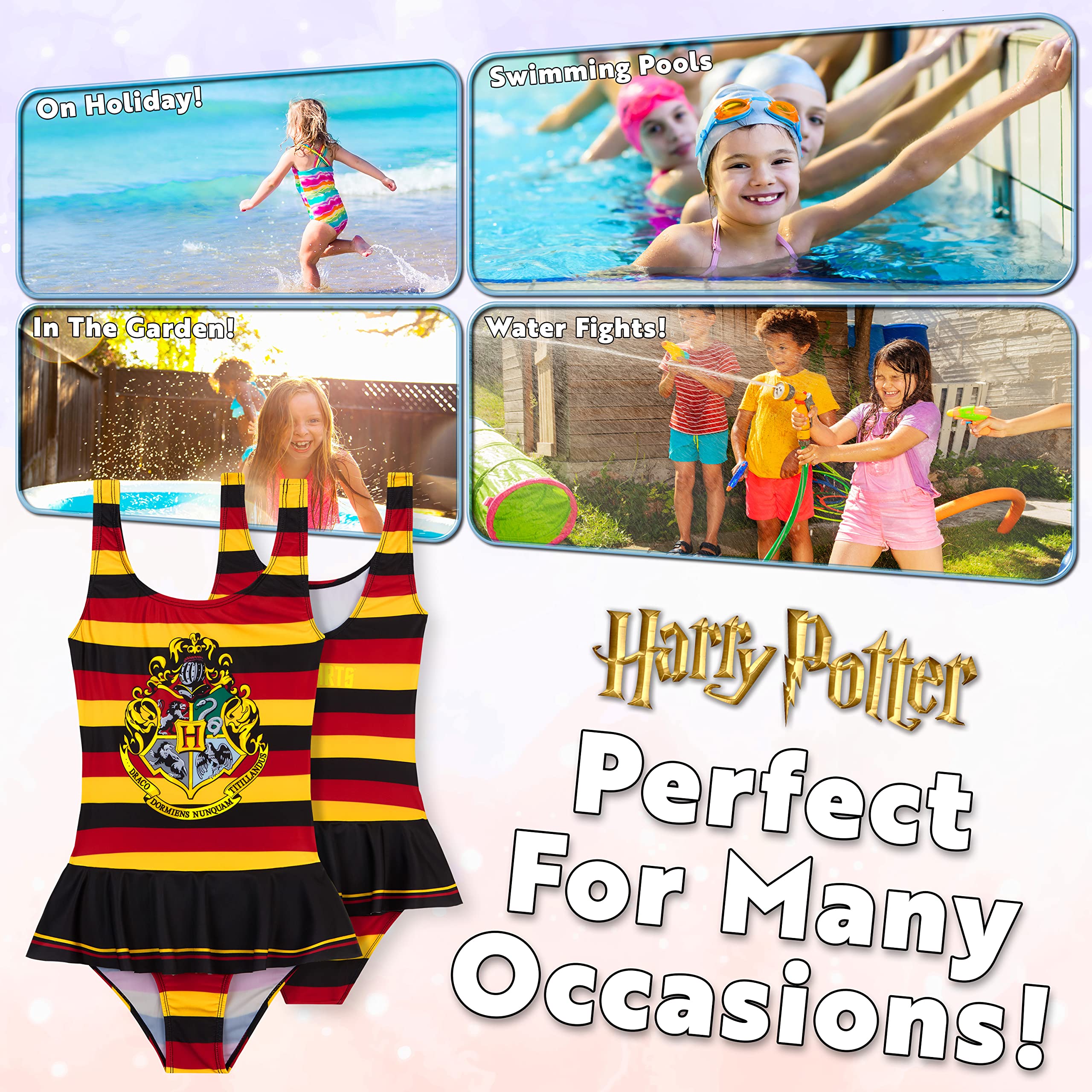 Harry Potter Dziewczęcy Kostium Kąpielowy Letnie Wakacje Niezbędne dla Dzieci Hogwart Nastolatki Stroje Kąpielowe dla Dzieci w Wieku 7-14 Lat Jednoczęściowy Kostium Kąpielowy na Plażę