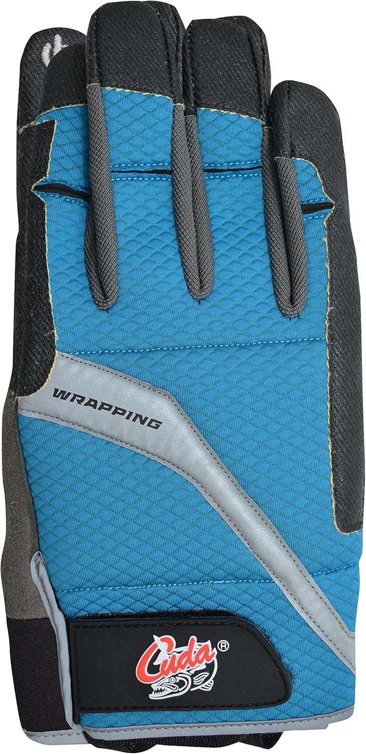 CUDA Wire Wrapping Durable Velcro Secured Fishing Gloves with Cut Resistant Padded Palms, Thumb and Index Finger Touchscreen Control
