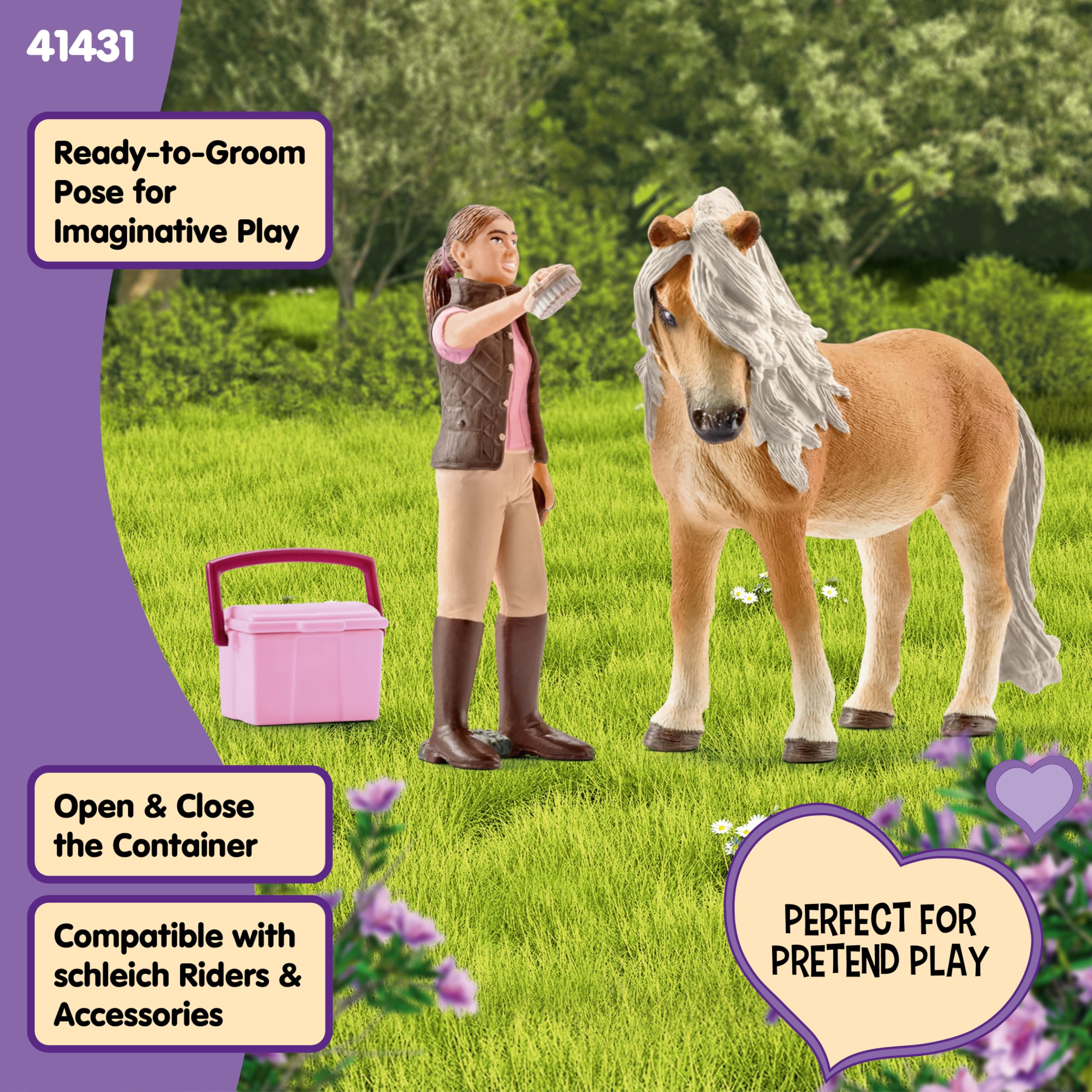 Schleich 41431 Pan młody z klaczą kuca islandzkiego, od 5 lat, HORSE CLUB - Zestaw do zabawy, 19 x 5 x 17 cm