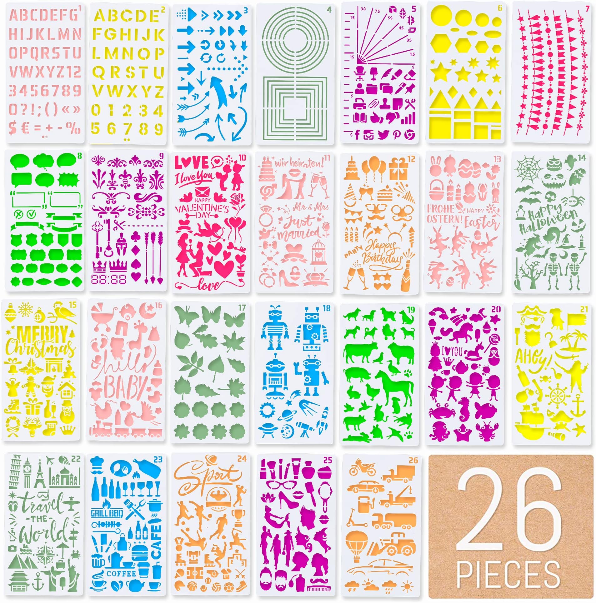 Mr. Pen Journaling Stencil, 12 Pack, Stencils, 4x7 Inch, Bullet Journaling