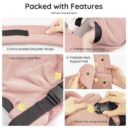 Miniatura 5 de Portabebés para recién nacidos a niños pequeños, ergonómico, acogedor y ligero para bebés de 7 a 40 libras, 3 posiciones de transporte para recién