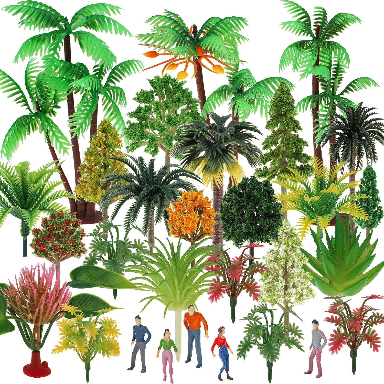 30 Pieces Mixed Model Trees,Mini Trees for Crafts,Fake Small Tree for Diorama Supplies, Architecture Plastic Tree for Crafts Scenery Landscape Natural Green