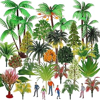 30 Pieces Model Trees with Moss for Diorama Supplies Mini Architecture Fake Trees for Crafts Scenery Landscape Natural Green