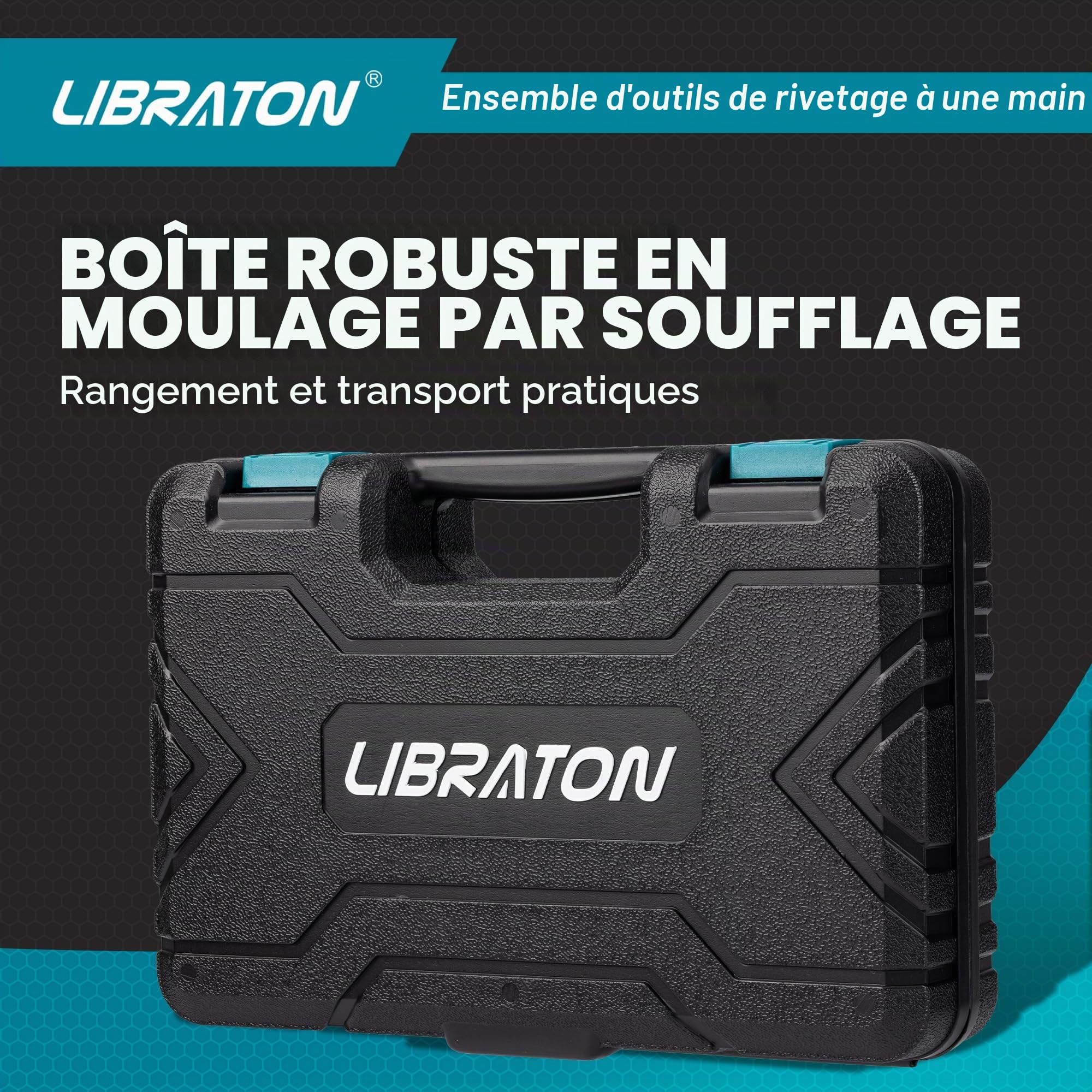 LIBRATON Pince à Riveter Professionnelle, Riveteuse Manuelle, Pince Rivet Aveugle, Pistolet à Rivet Pop avec 4 Types de Perceuses HSS et 200 Pièces Rivets 2,4mm 3,2mm 4mm 4,8mm