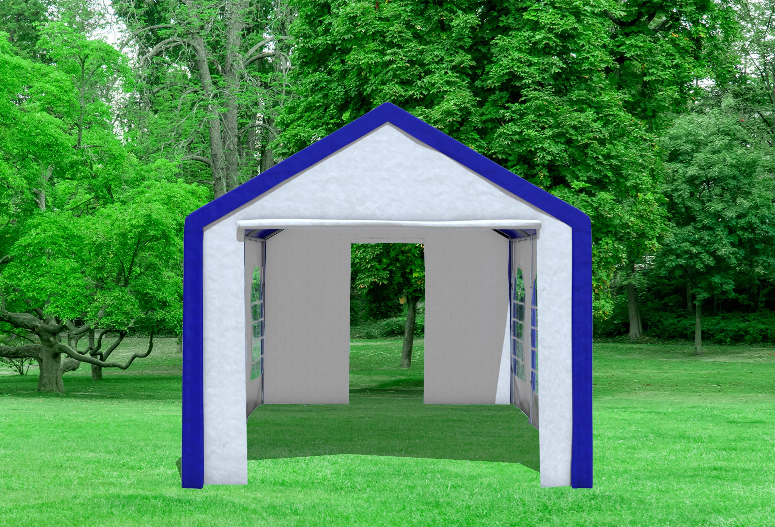 Stabilezelte Partyzelt 3x6 M – PVC 500 G/m² – Modular – Ohne Fenster – Blau/beige