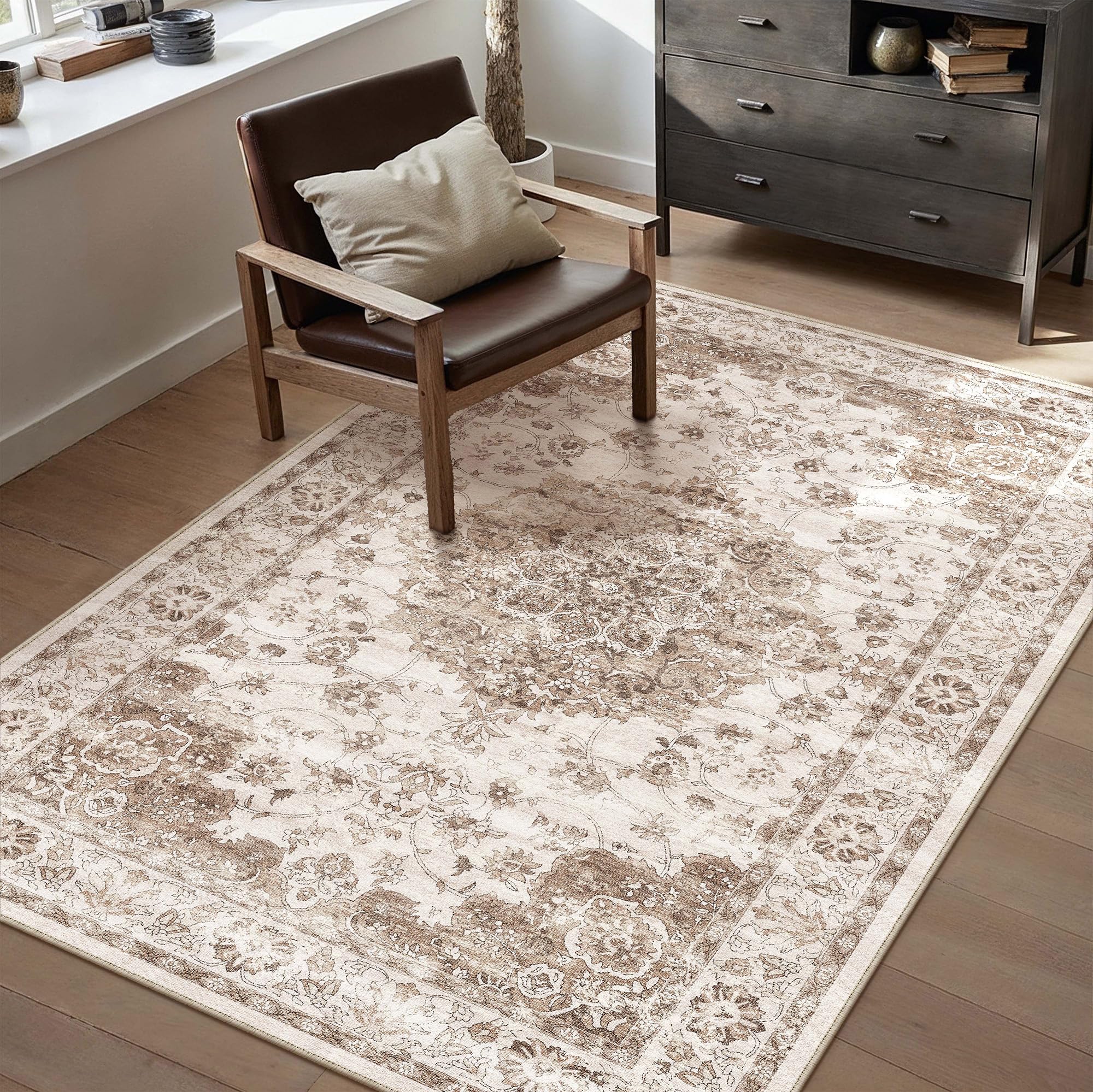 PureCozy Living Room Rug, 80 x 150 cm, Brown Washable Rugs — image 1