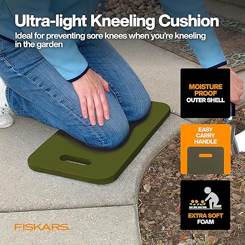 Miniatura 5 de Fiskars Juego de herramientas de jardinería de flores con podadora floral, paleta, cultivador, guantes de jardín y cojín ultraligero para uso al