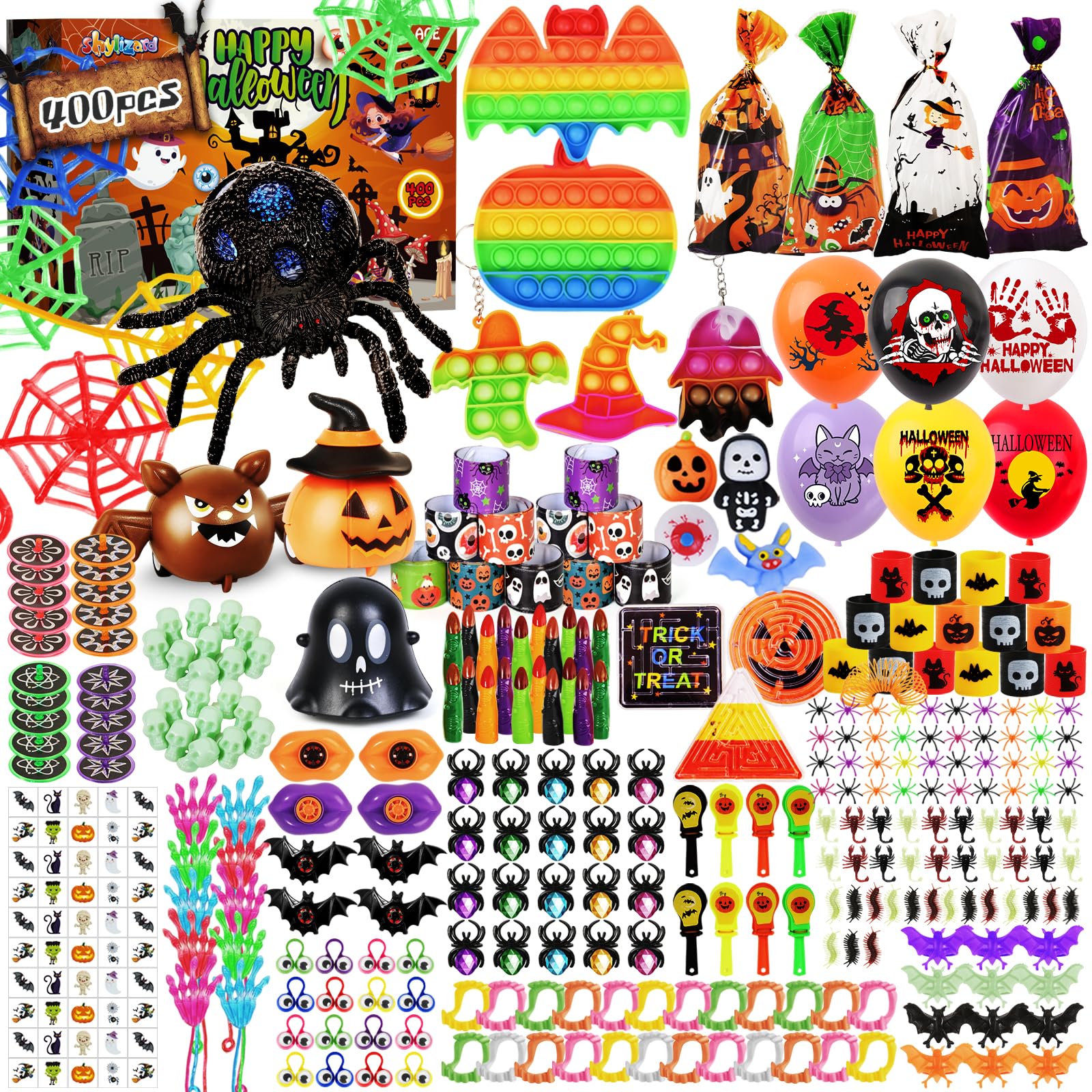 Halloween Party Favors for Kids, 400Pcs Bulk Halloween Toys for Trick or Treat, Goodie Bags Stuffers, Classroom Carnival Prizes, Halloween Gifts for Kids