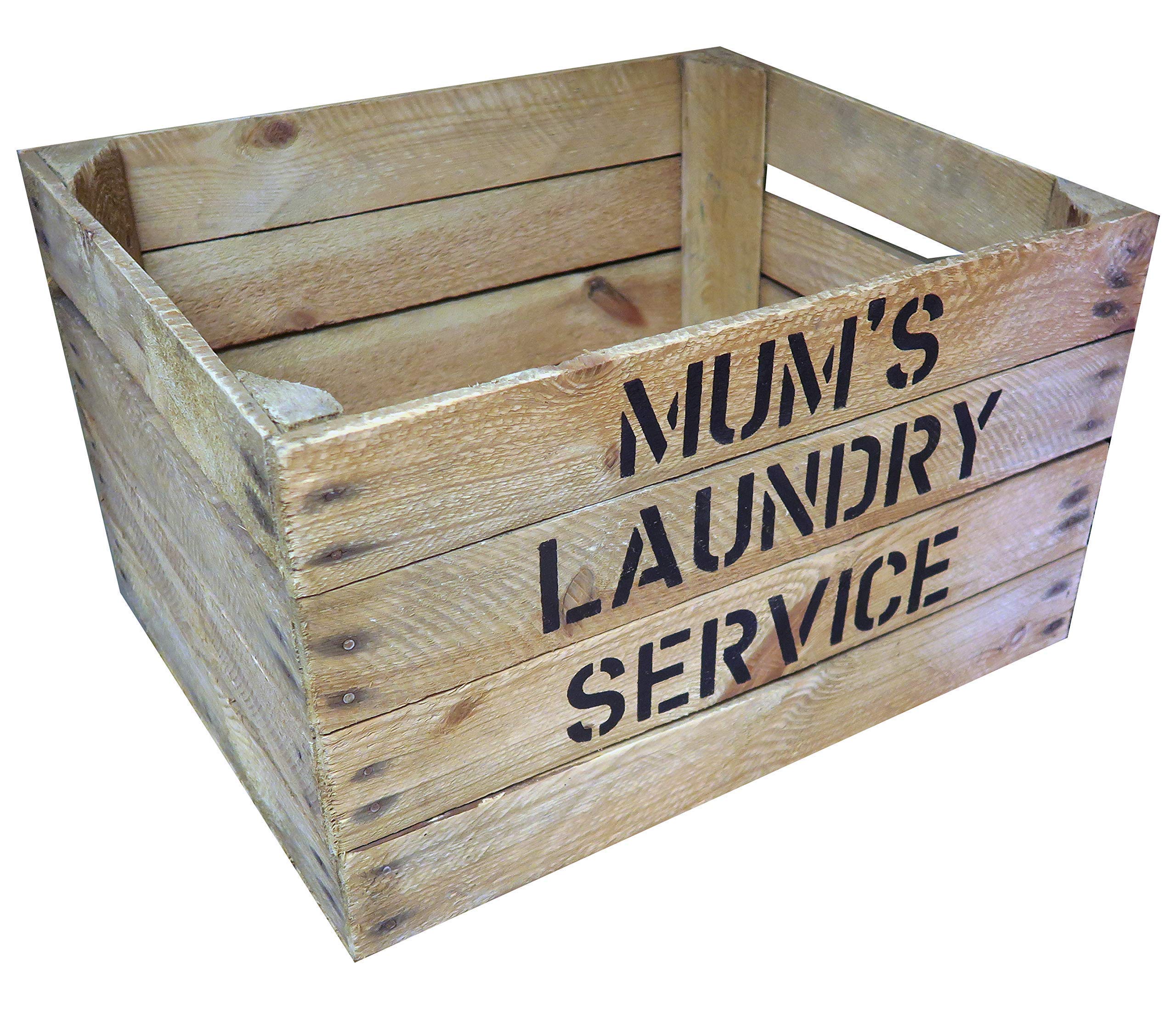 Buy LARGE LAUNDRY BASKET CRATE Wooden Storage Box Utility Room Decor