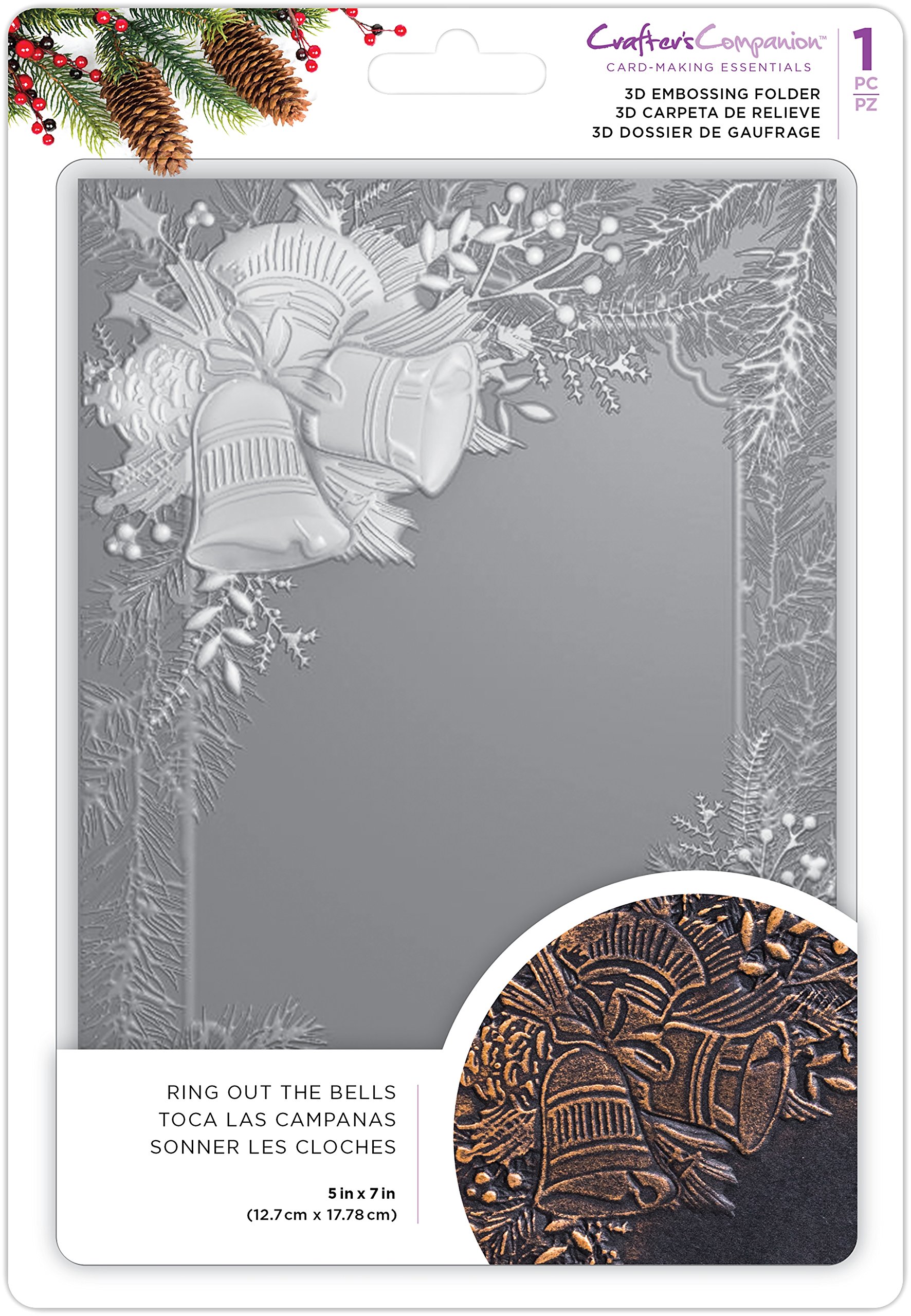 Crafters Companion3D Embossing Folder 5"X7" - Ring Out The Bells, Transparent