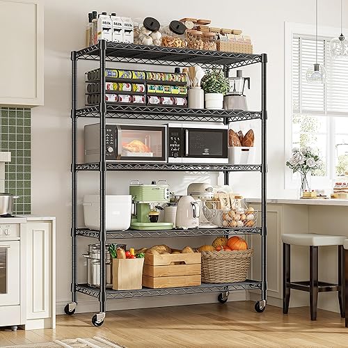 Miniatura 2 de REIBII Estantería de alambre de 73 pulgadas de alto, estantería de metal de 5 niveles, carga de 1780 libras, estantería de garaje ajustable,