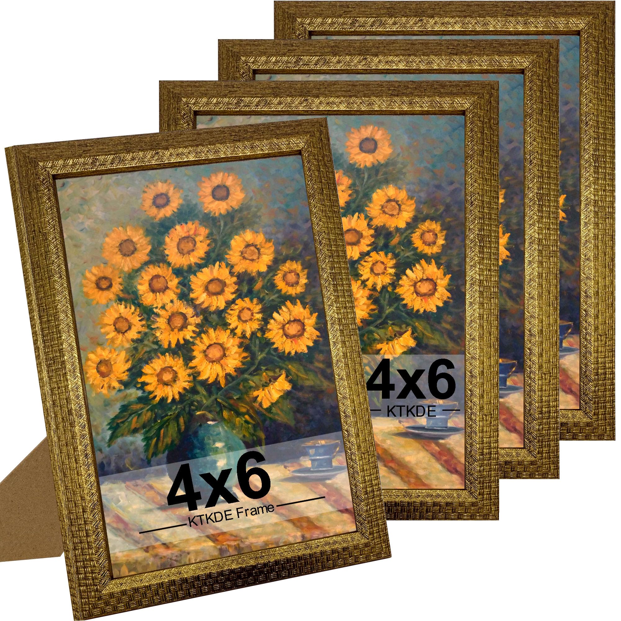 Cadre photo 10,2 x 15,2 cm doré vintage KTKDE cadre photo antique pour affichage de table