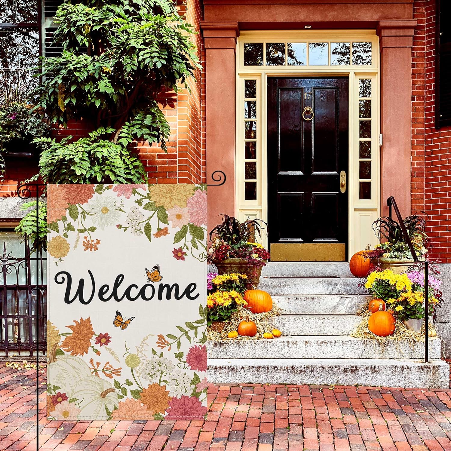 Fall Flowers Garden Flag 12x18 Inch Double Sided Welcome Fall Floral Small Garden Flags for Outside Thanksgiving Pumpkin Butterfly Flags Decor Yard Flag for Autumn Holiday Outdoor Home Decoration - Image 6