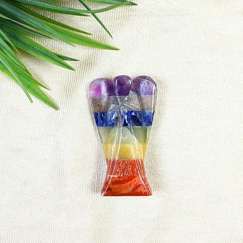Miniatura 5 de Crocon Figura curativa de ángel de bolsillo de siete chakras, cristales de ángel de la guarda tallados a mano para energía positiva, mini estatua