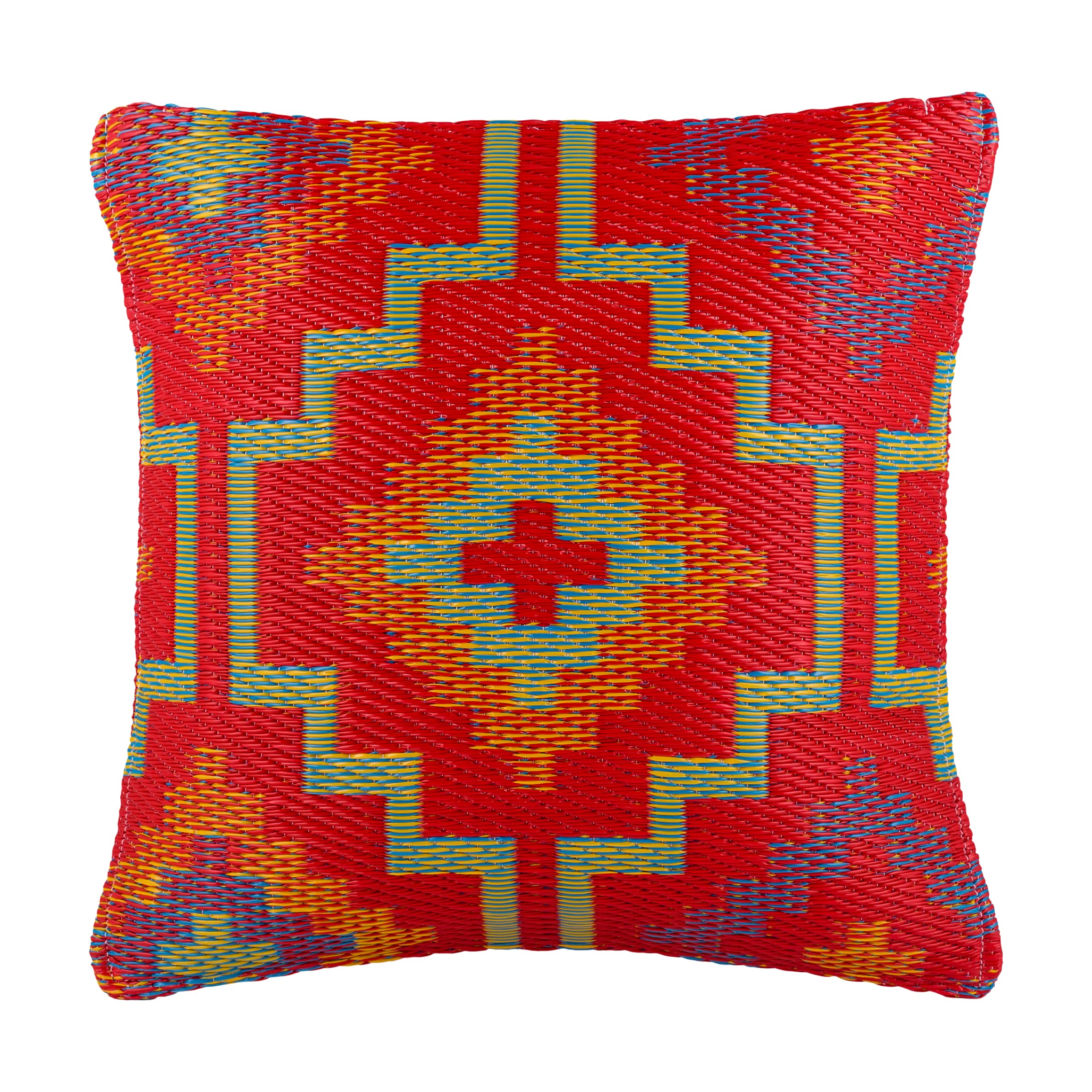 Fab Habitat Outdoor Premium Recycled Plastic Pillow - Waterproof, Fade Resistant - Vintage Boho Kilim - Patio, Porch, Deck, Balcony - Lhasa - Orange &