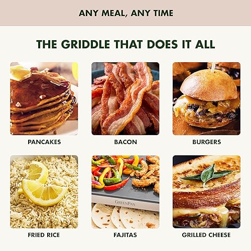 Miniatura 5 de GreenPan Plancha eléctrica avanzada de 10.5 x 20 pulgadas con cajón de calentamiento, revestimiento antiadherente de cerámica saludable sin PFAS,