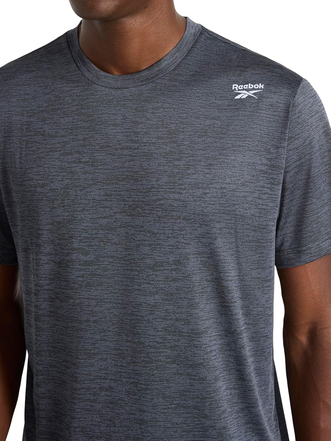 Reebok Mens Small Logo Short Sleeve Crewneck T-Shirt, Standard Fit, Breathable Lightweight Stretch Knit Fabric - Image 3