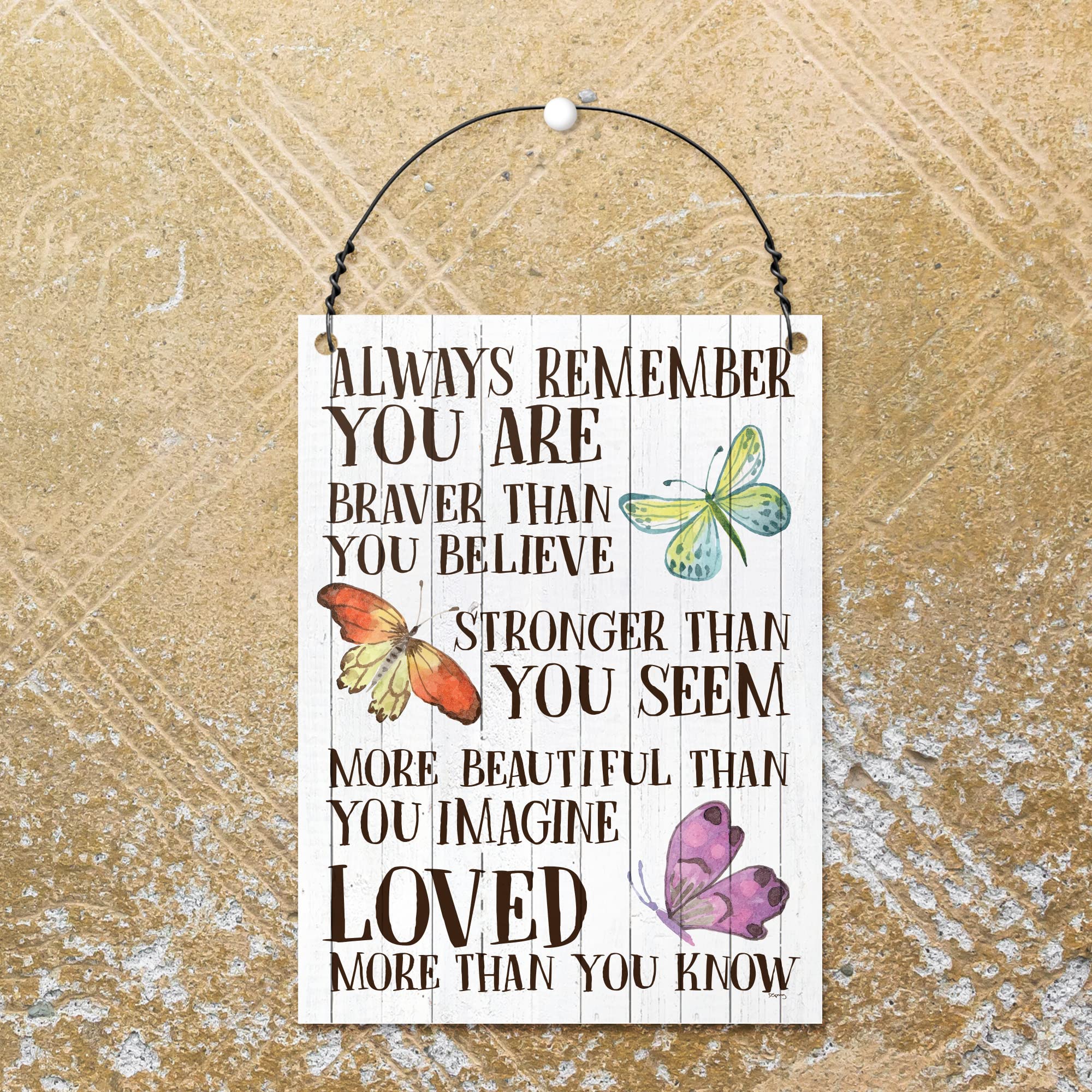 NABRAND Alway Remember You Are Braver Than You Believe - Targa in legno rustico, con citazioni ispiratrici