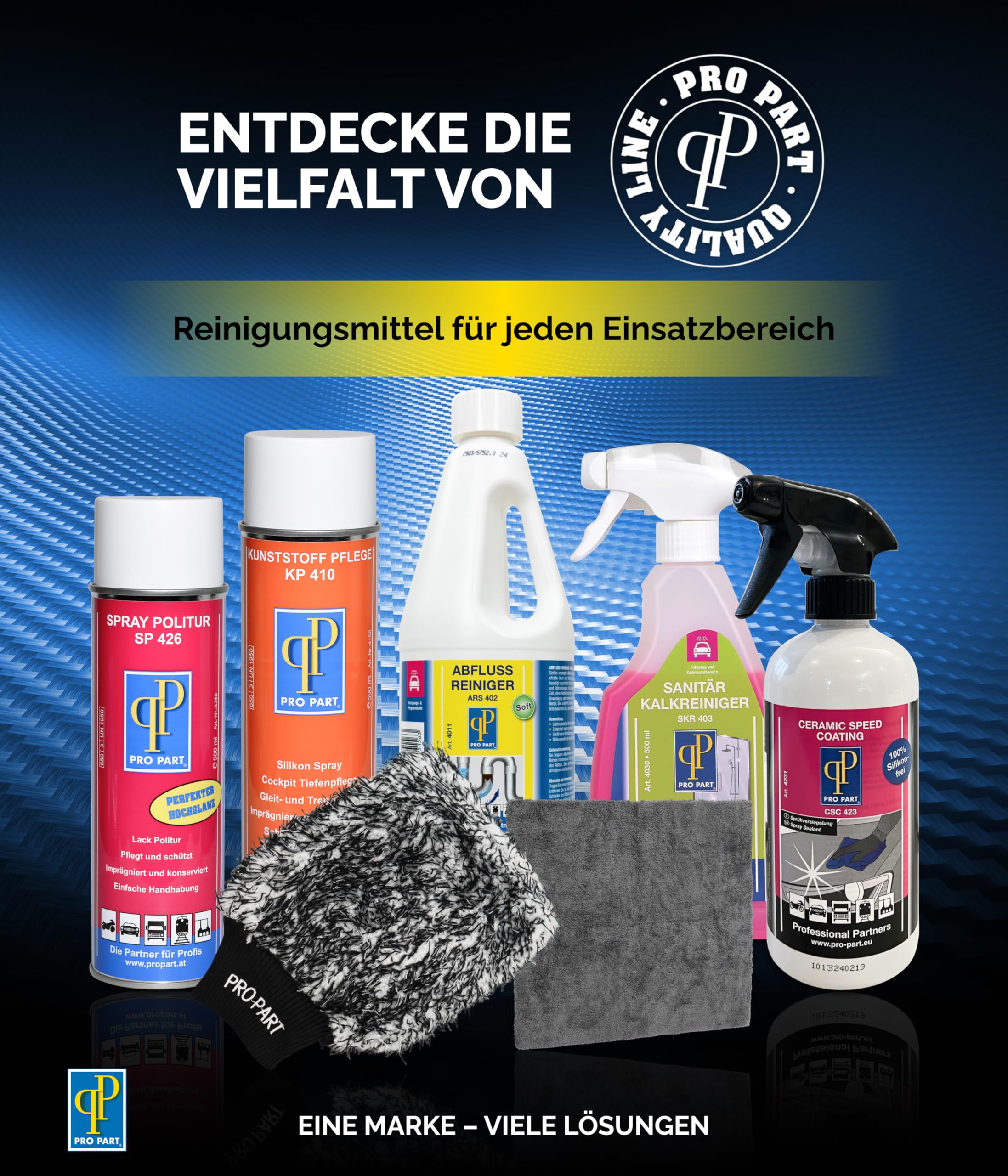 Pro Part® Sanitär Kalkreiniger SKR 403 – 4 x 500 ml – Extra starker Kalkentferner fürs Bad, schonend zu Oberflächen – Ideal für senkrechte Flächen, entfernt hartnäckigen Kalk, Made in EU