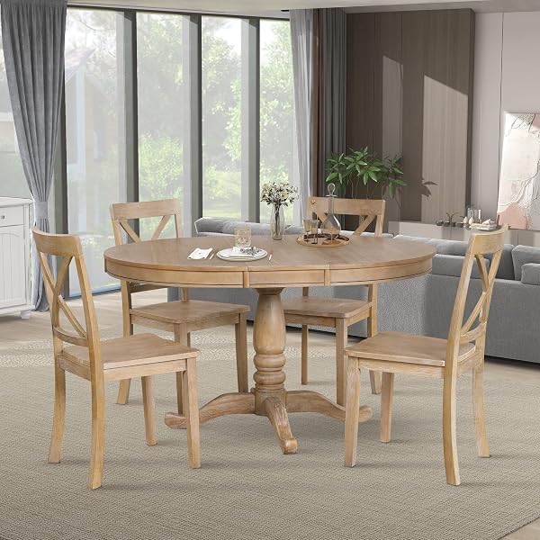 Vintage-Inspired Retro Kitchen Tables You'll Adore 131 Versatile Round-to-Oval Wooden Set