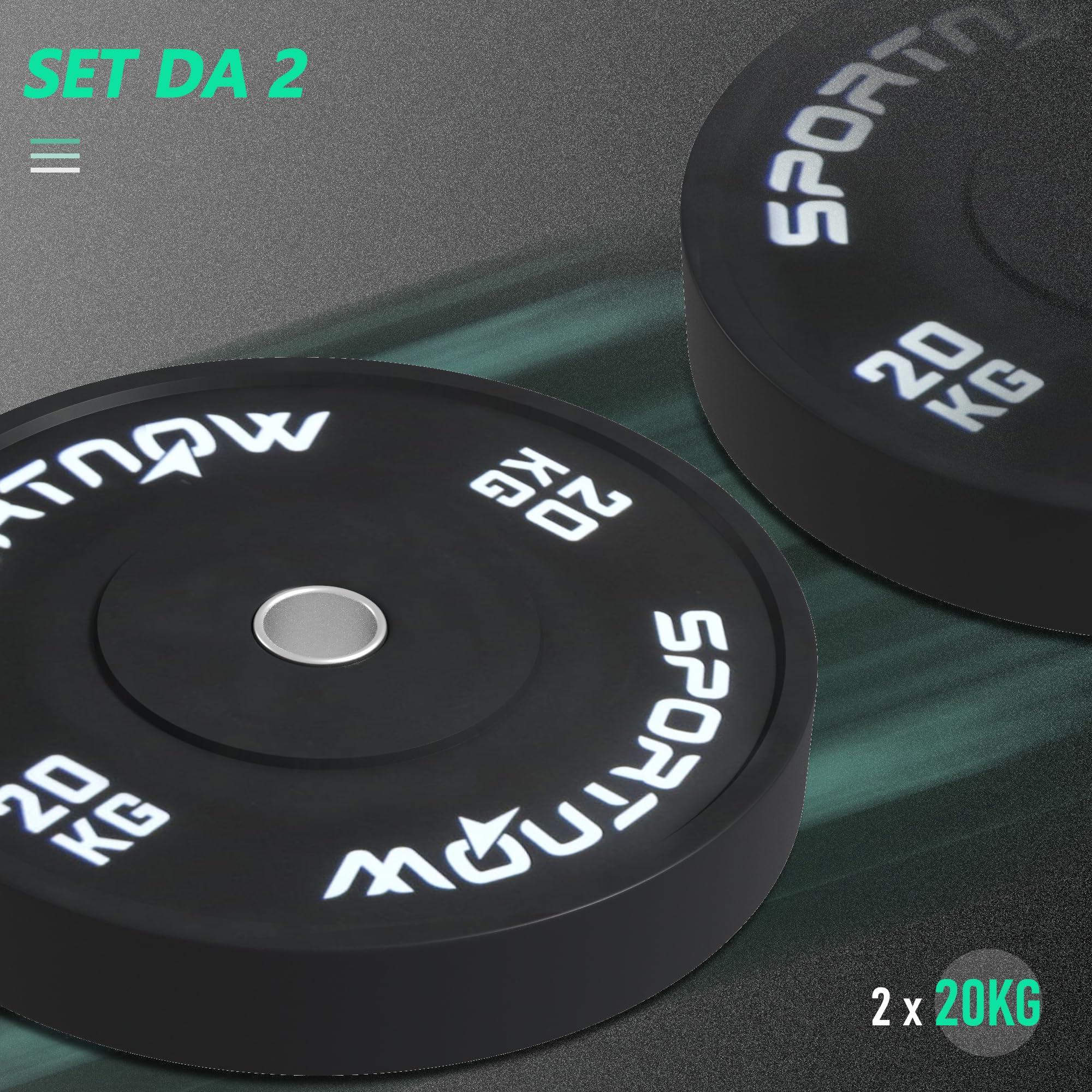 SPORTNOW Set di 2 Dischi Palestra da 10/20kg, Dischi per Bilanciere e Manubri con Attacco Ø5 cm per Allenamento a Casa e Palestra, Nero