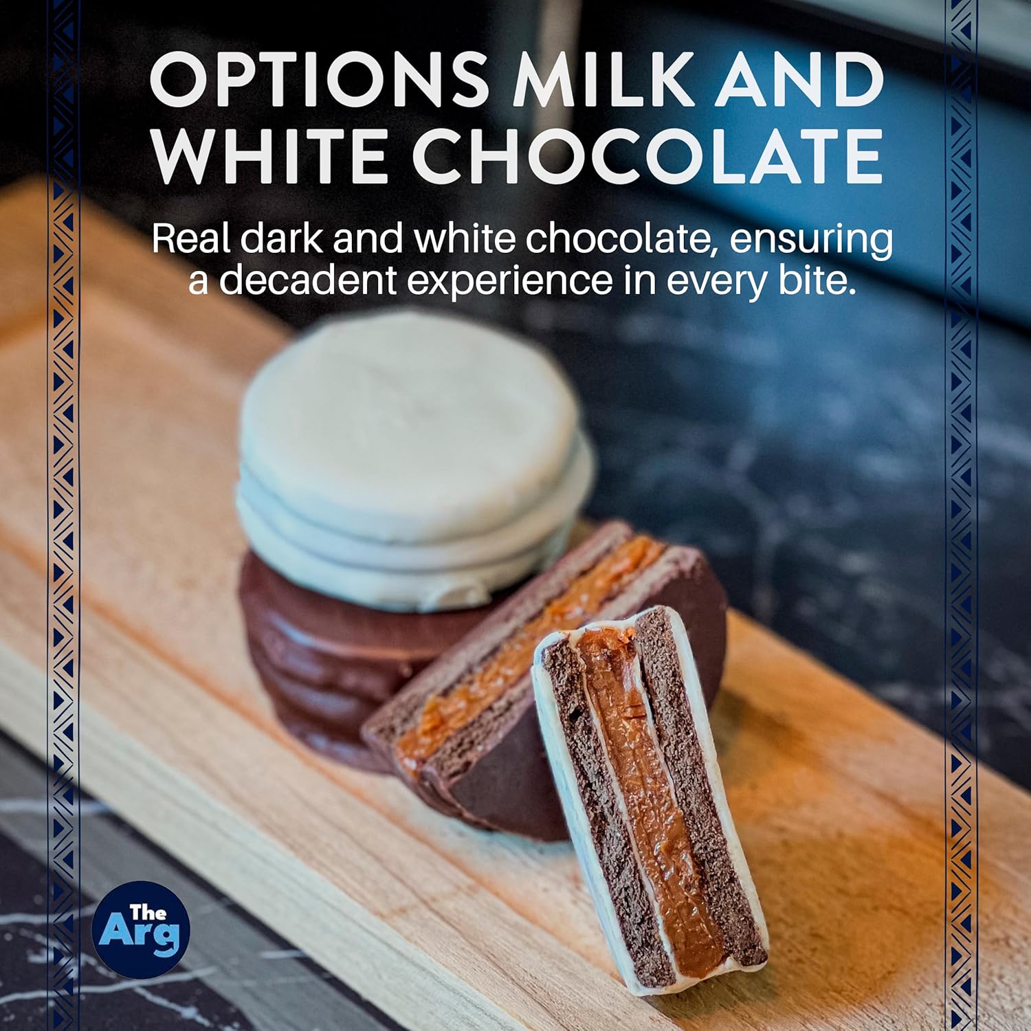 THEARG | RASTA - Chocolate Alfajores Filled with Dulce de Leche Argentino | Alfajor from Argentina - Milk Chocolate | 70 g (Pack x36, Dark Chocolate)