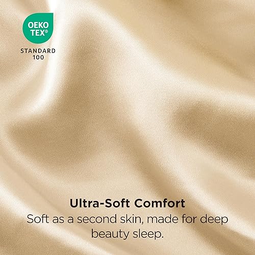 Vista 92 de Bedsure Juego de 2 fundas de almohada de satén tamaño King, fundas de almohada sedosas color verde azulado para cabello y piel con cierre de sobre