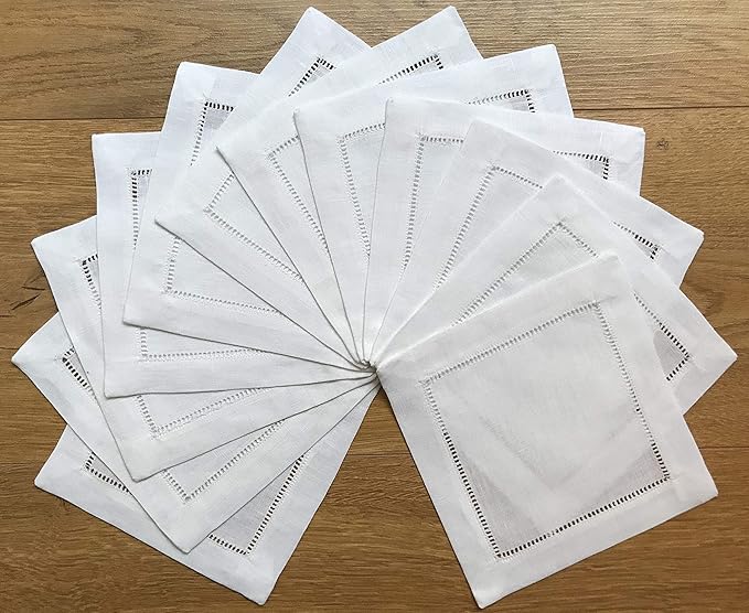 Servilletas de Lino Blanco 6x6 pulgadas Pack de 50 miniatura 3