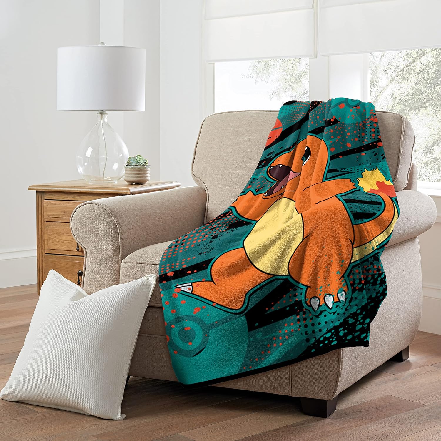 Northwest Pokemon Micro Raschel Throw Blanket, 46" x 60", Char Dance