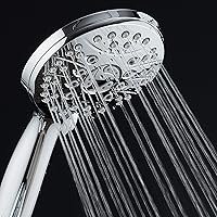 Vista 2 de Cabezal de ducha de mano de lujo de 6 ajustes de alta presión - Manguera de acero inoxidable extra larga de 6 pies - Cara extra grande - Chorros