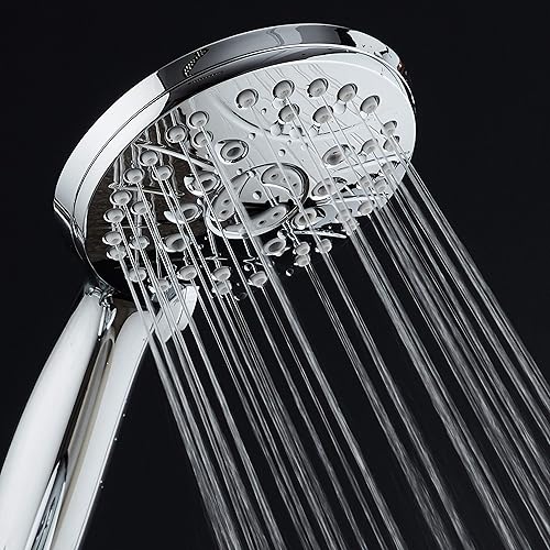 Miniatura 2 de Cabezal de ducha de mano de lujo de 6 ajustes de alta presión - Manguera de acero inoxidable extra larga de 6 pies - Cara extra grande - Chorros