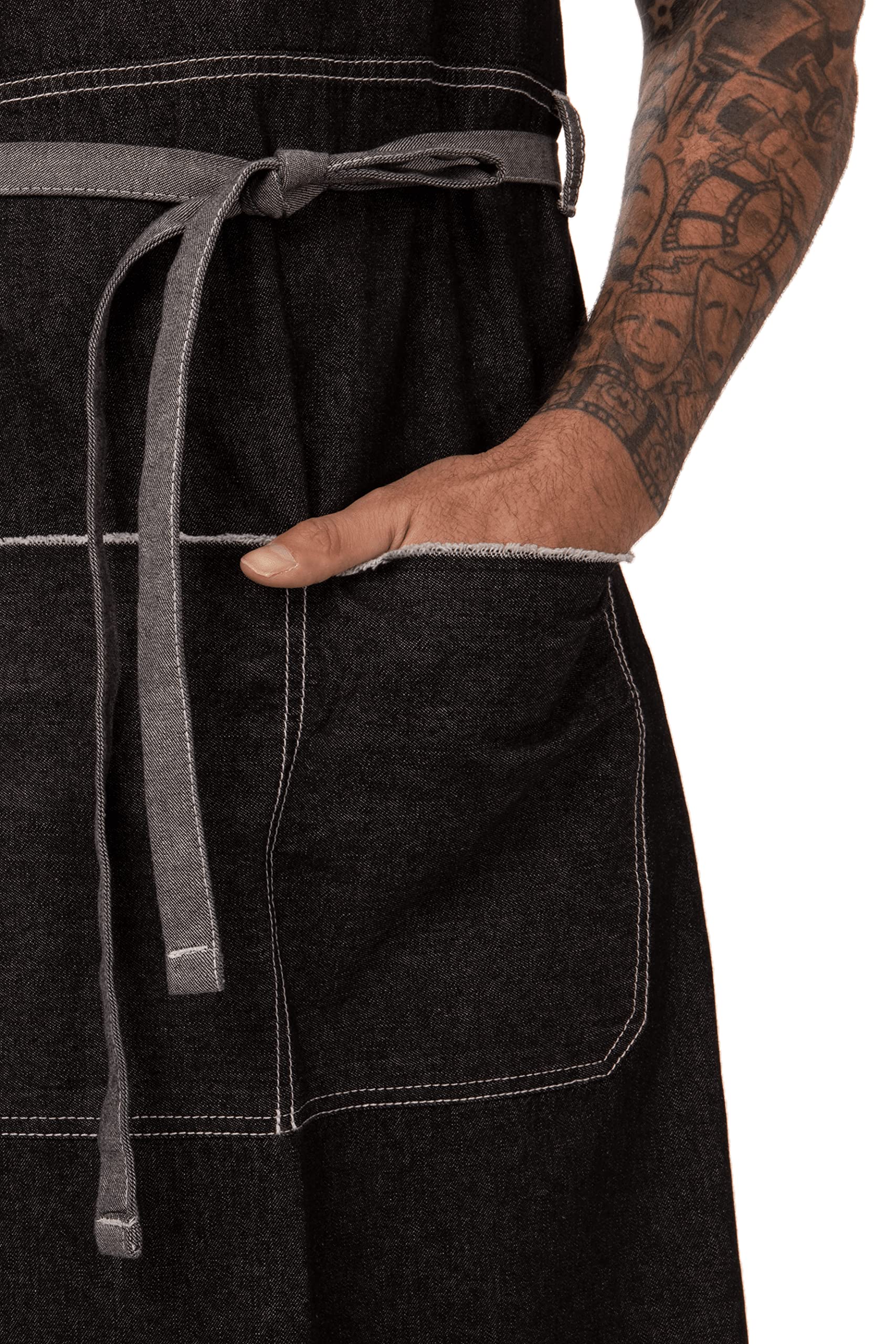 Chef Works Bronx Bib Apron Delantal con Peto, Negro, Talla única Unisex Adulto