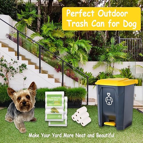 Miniatura 7 de Outdoors - Cubo de basura para excrementos de perro con tapa y 290 bolsas de basura biodegradables, lindo bote de basura para patio, hogar, jardín,