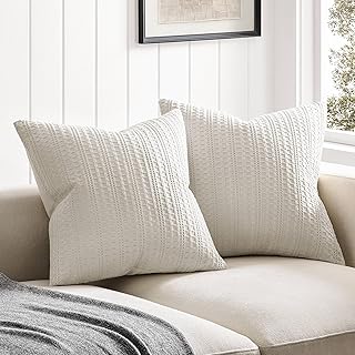 ZeeMart 100% Cotton Waffle Textured Throw Pillow Covers Set of 2, 18x18 ...