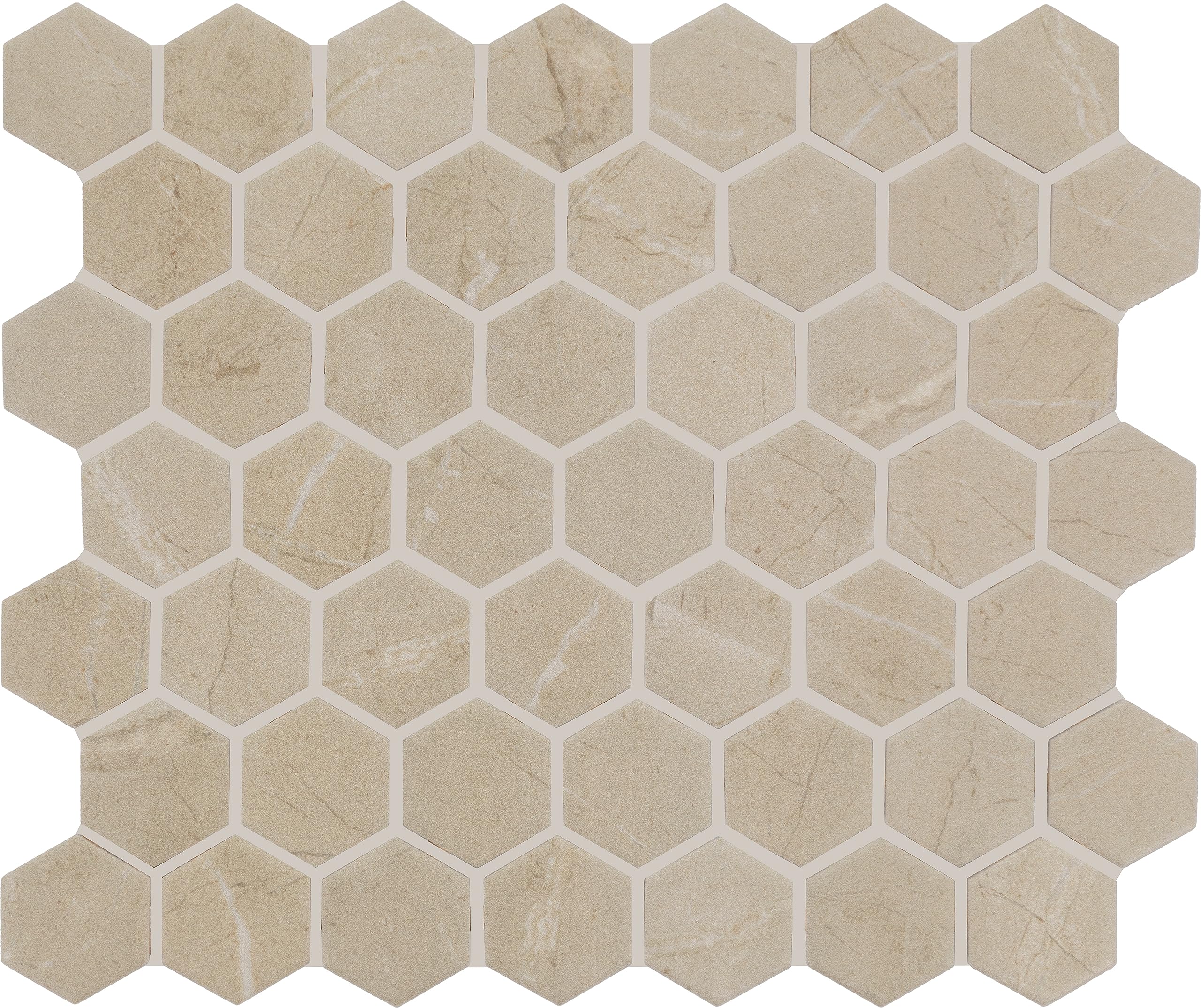 DaltilePerpetuo 10" X 11" Glazed Ceramic Hexagon Floor & Wall Mosaic in Matte Elegant Beige (12 pieces per carton) (9.72 sqft per carton)