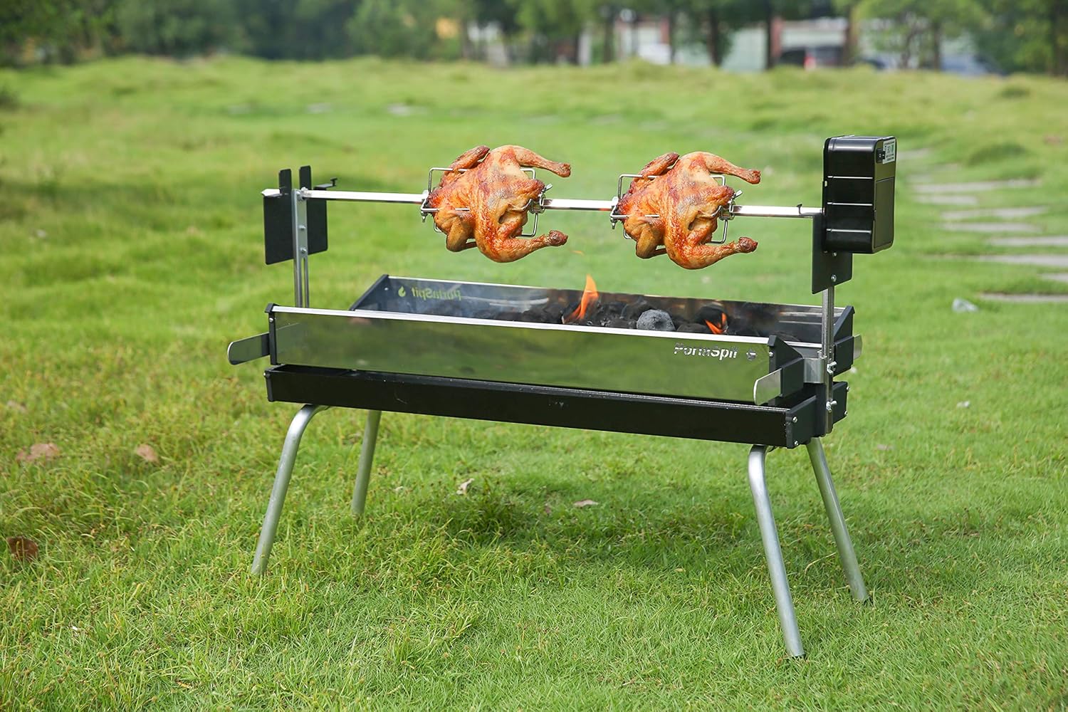 charcoal bbq grill with rotisserie