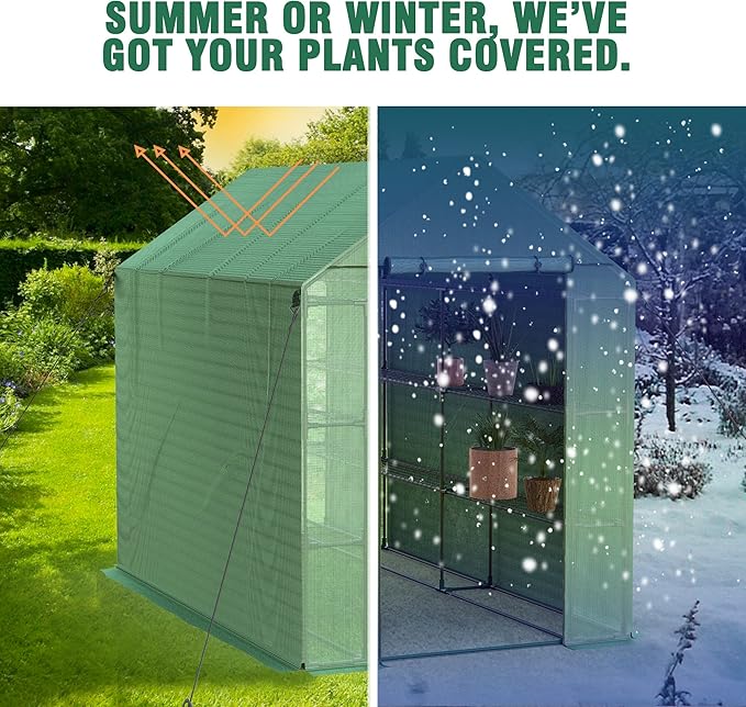 Overall, the Sundale Outdoor Green House Kit is a practical and functional option for those looking to extend their growing season or protect their plants during the colder months. Its durable construction and convenient features make it a valuable addition to any gardener's arsenal. Description by ChatGPT.