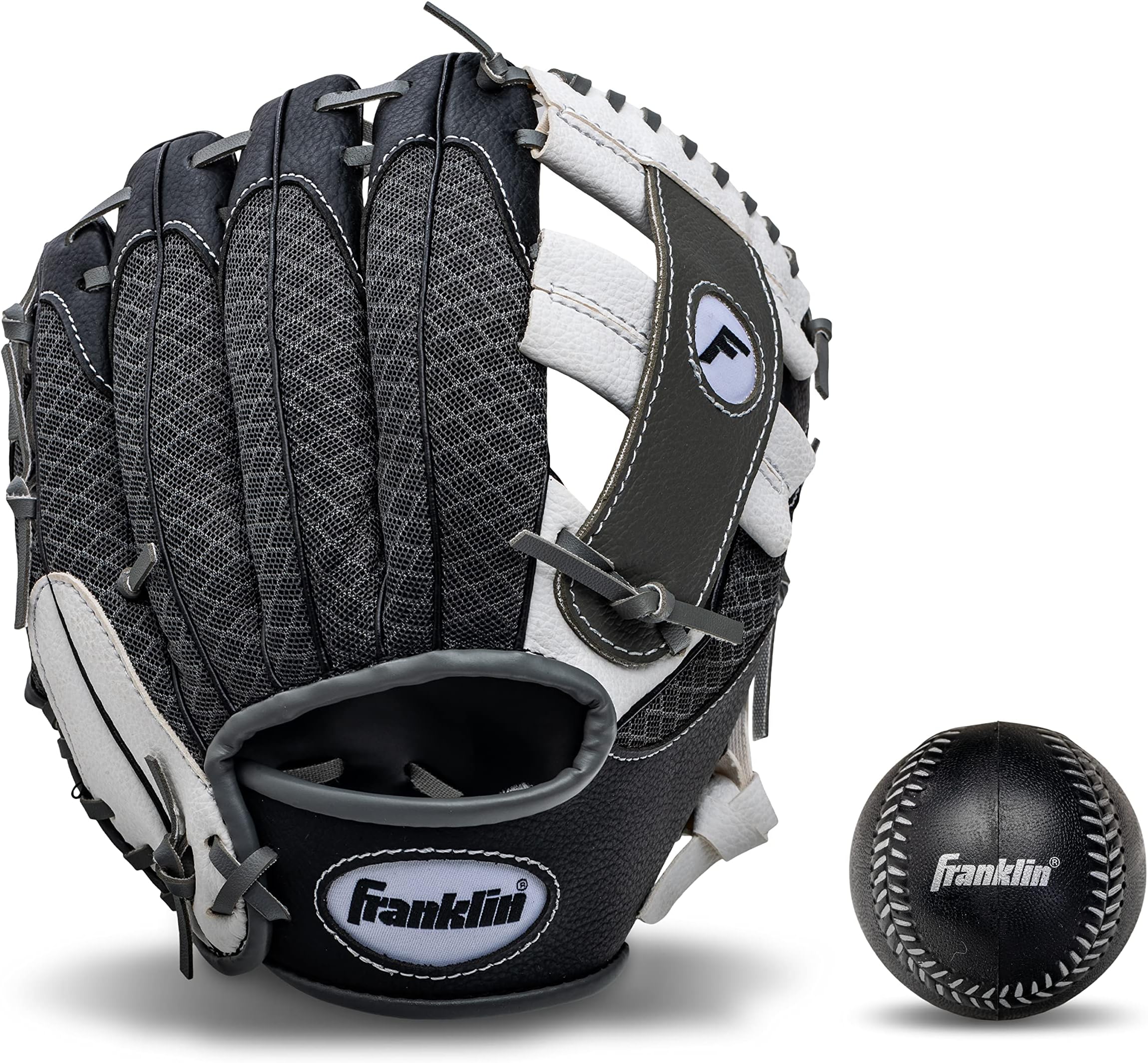 Franklin Sports Kids Baseball Glove + Foam Ball Sets - Meshtek Youth Teeball Gloves for Kids + Toddlers - Left + Right Hand Throw - 9.5" Inch