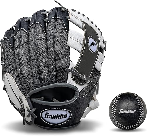Miniatura 11 de Franklin Sports - Juego de guante de béisbol para niños + juegos de pelota de espuma - Guantes de teeball Meshtek para niños + bebés - Lanzamiento